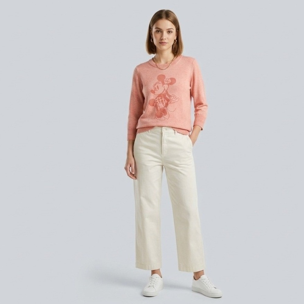 Tommy Bahama Disney Sweater Minnie Mouse Sweater Pink Coral Crewneck Size Small
